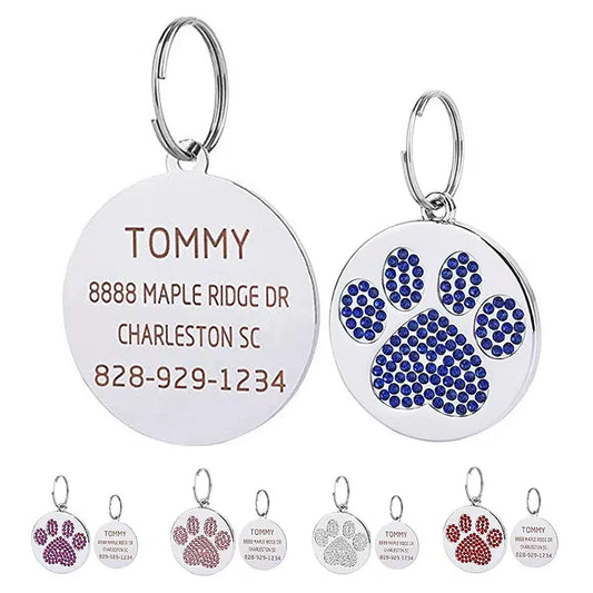 Color: Black, Size: XS - Personalized ID Tags for Dog Collars Luxury Stainless Steel Customized Engraved Name ID Tag for Cat Puppy Dog Custom Pet ID Tag