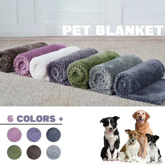 Color: Brown, Size: S - Soft Pet Blanket Plush Dog Sleeping Blanket Solid Color Washable Sofa Pad Portable Warm Cat Bed Blanket Home Carpet Pet Supplies